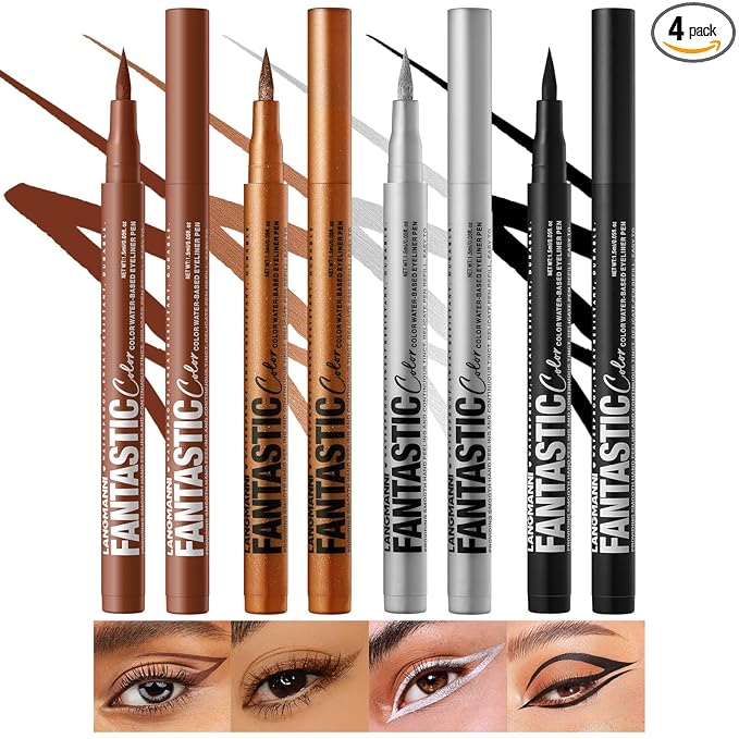 LANGMANNI 4 Colors Matte Liquid Eyeliner Set, Neon Colorful Pigmented With Long-lasting, Smudgeproof & Waterproof Eye Liner Makeup for Bold & Stunning Looks - Gift for Girls(9+10+11+12)