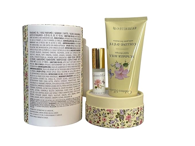 Crabtree & Evelyn Summer Hill Fragrance Oil Rollerball 0.33oz & Hand Creme 3.5oz Set