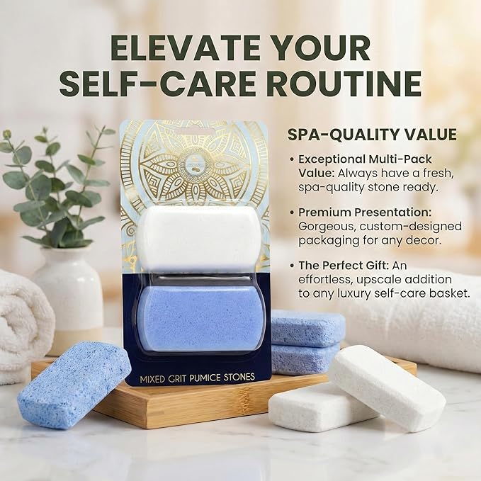 Earth & I Pumice Stone for Feet – 2-Pack Callus Remover | Coarse + Fine Dual-Grit Dead Skin Scrubber, Heel Exfoliator & Foot Scrubber for Baby-Soft Feet