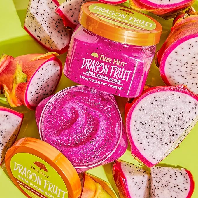 Tree Hut Dragon Fruit Body Scrub, Exfoliating & Hydrating Sugar Scrub with Shea Butter & Essential Oils, Smooth Skin, Body Exfoliator For All Skin Types, Self Care Gifts for Women, Vegan, 18 Oz