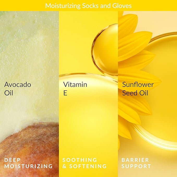Epielle Hydrating & Moisturizing Hand & Foot Masks, Relieve and Soften Dry, Rough Skin, Self Care Gifts for Women, Spa Kit, Mothers Day Gifts, 6 Moisturizing Gloves & 6 Moisturizing Socks