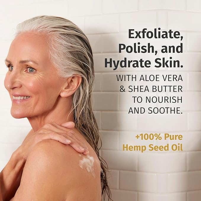 HEMPZ Age Defying Sugar Body Scrub - Vanilla & Musk - All Natural Anti Aging Exfoliating Shea Butter, Sugar, and Salt - For Women, Men, and Teens - 7.3 fl oz