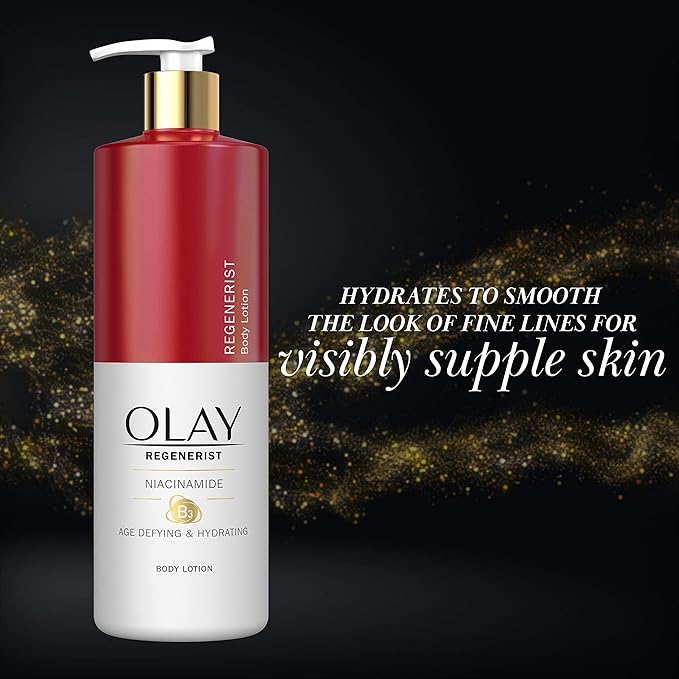 Olay Body Lotion for Women, Age Defying & Hydrating Dry Skin with Niacinamide 17 fl oz (Pack of 4)
