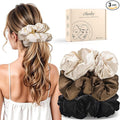 3Pcs Large Satin Hair Scrunchies, 6Inch Pillow Satin Scrunchies for Thick Curls Sleepy Hair Tie Self-Care Gifts