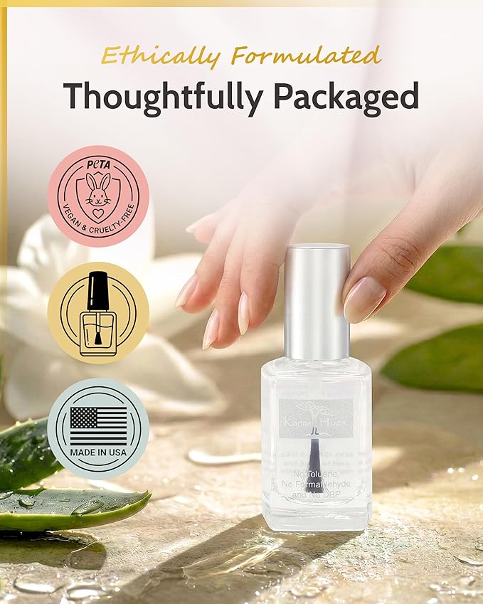 karma organic Triple 5 Base Coat Nail Polish - Nail Strengthening Base Coat Treatment, Non Toxic, Hardens & Stimulates Nail Growth, 0.47 fl oz
