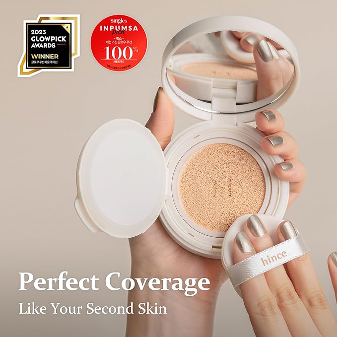 hince Second Skin Glow Cushion-12g | Skin Foundation dewy, glow, long-lasting, classy, clean beauty, lightweight, natural look,refreshing, moisturizing, slim fitting texture (PORCELAIN, 17)
