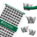 KEYYOU Lash Clusters,96 Pcs Cluster Lashes Y02 D Curl 8mm DIY Lash Extensions Eyelash Clusters,Volume Wispy Individual Lashes Soft&Comfortable Easy to DIY at Home