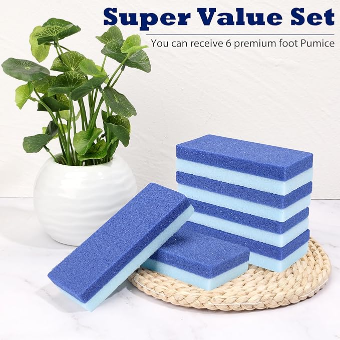 6 Pack Foot Pumice Stone for Feet Callus Remover, EWAGOA Pedicure Tools for Feet, Foot Exfoliator and Foot Scrubber Dead Skin Remover Cracked Heel Repair (6-Blue)