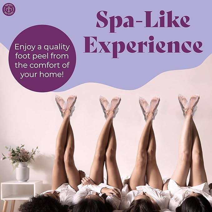 Foot Peel Mask with Pumice Stone, 2 Pack - For Dry, Cracked and Calloused Feet - Lavender Scent - With Plant Extract for Baby Soft Feet - Home Spa Treatment