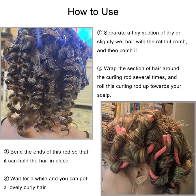Flexible Curling Rods, 30Pcs Twist Foam Rollers for Long and Short Hair, No Heat Bendy Curlers, Pink