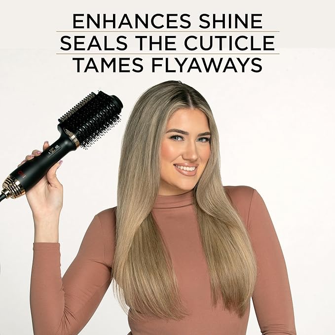CHI Volume Styler, Blowout Brush for Amplified Volume, Heated Comb to Smoothen & Straighten Hair, 2-in-1 Hair Tool, Measures 4" D x 4" W x 14" H, Black
