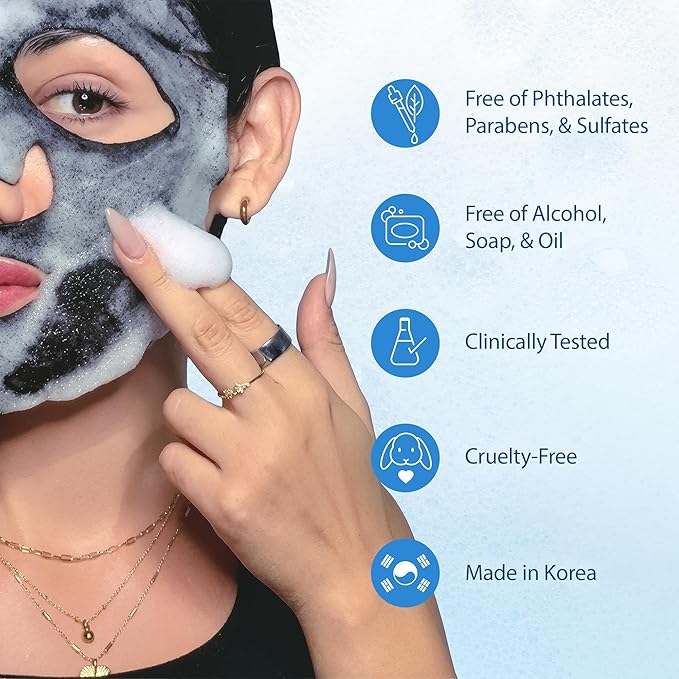Ebanel 10 Pack Carbonated Bubble Clay Mask, Deep Cleansing Face Mask, Volcanic Ash and Bentonite Clay Masks with Collagen Peptides, Vitamin C, Hyaluronic Acid, Niacinamide