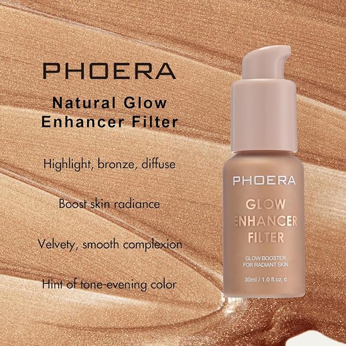 PHOERA Skin Glow Tint Foundation,Natural Radiant Longwear Filter Effect Silk Perfect Glow Flawless Foundation. (01 Fair)