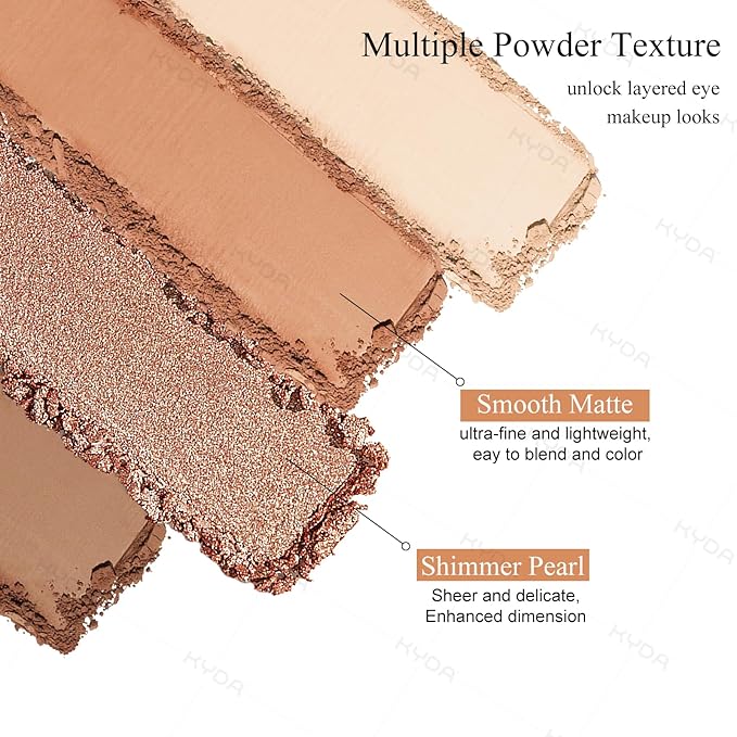 KYDA 4 Colors Brown Eyeshadow Palette, Matte Nude Beige Brown Eyeshadow, Shimmer Rose Golden Eye Shadow, Shimmer Pearl Eyes Palette, Ultra-fine Lightweight, High Pigment Eyes Glitter Makeup