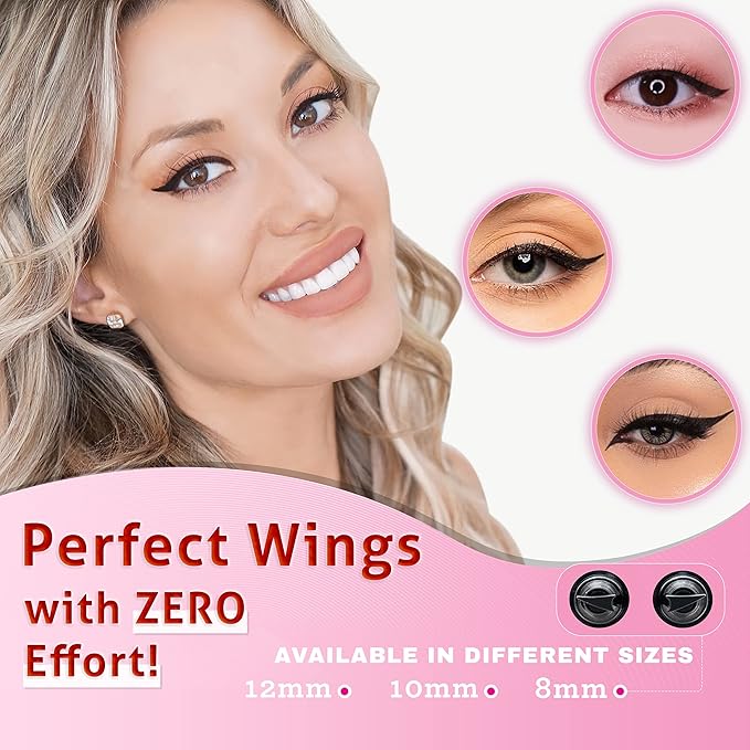 The Flick Stick Winged Eyeliner Stamp For Quick and Easy Cat Eye Makeup, SmudgeProof & Waterpoof Eye Liner Cat Eye Stencil Makeup Tool, Wingliner, Liquid Eyeliner Pens (10mm Classic, Midnight Black)