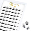 QUEWEL Lash Clusters 72 Pcs Wide Stem Individual Lashes C/D Curl 8-16mm Length DIY Lash Extension Soft False Eyelashes Wispy Cluster Lashes Easy to Create Natural Look At Home(Fluffy02-C-10mm)