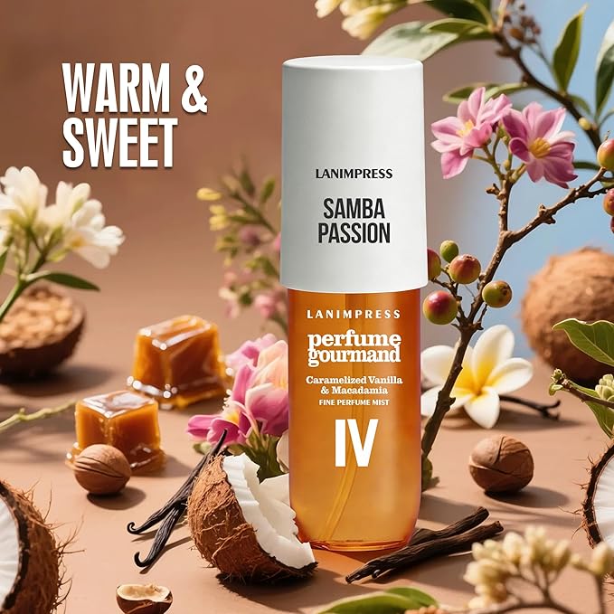 3 FL OZ No.4 Hair Mist and Body Spray for Women,Eau De Parfum, Amber Gourmet Perfume, Sweet Scent– With Notes of Roasted Macadamia Nuts,Caramel Vanilla,Coconutblossom, Travel Size Fragrance