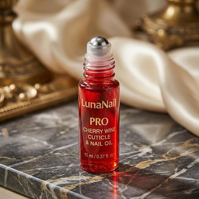 Cuticle Oil for Nails & Growth, Roll-On | Vitamin E & Jojoba Nail Strengthener Serum | Deep Hydration for Dry, Damaged Cuticles | Overnight Repair Treatment | Vegan (Cherry Wine)