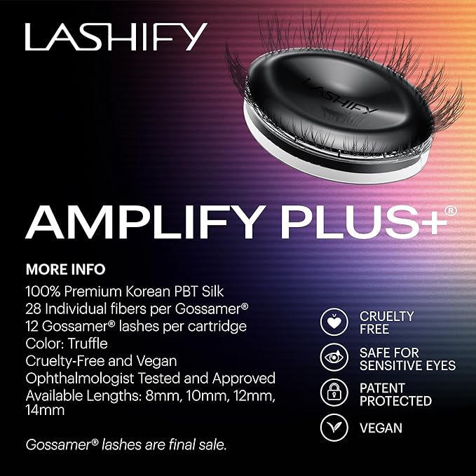 Lashify Amplify Plus+ 12mm Eyelash Extensions Refill in Truffle Color, Easy DIY False Lashes for the Most Delicate, Natural and Long Lasting Look