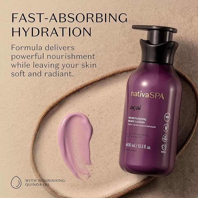 Nativa SPA by O Boticário, Açaí Moisturizing Body Lotion | Long-Lasting Hydration and Lightweight, Fragranced Moisturizer, 13.5 Ounce