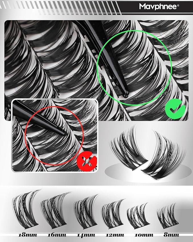 Lash Clusters Wispy Eyelash Clusters Ultra-Dense Individual Lashes Extensions Dramatic Cluster Lashes CD-Curly Cluster Eyelash Extensions Wet Look Natural 132PCS DIY Lash Pack (Flaunt, 8-18MM)