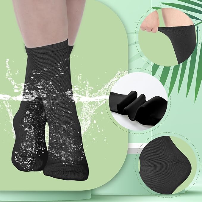 4 Pairs Cotton Soft Eczema Socks Hydrating Moisturizing Therapy Cotton Socks Eczema Relief for Adult Wet Wrap Non Itch Soft Feet Treatment(Black,L)
