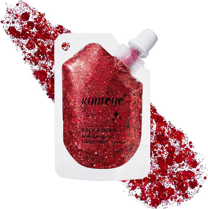Garnet Red Face Body Glitter Gel Shimmer Makeup for Hair Clavicle Arm Nail Eyeshadow, Long Lasting Waterproof Holographic Mermaid Sequins for Outfit Rave Festival Party, 1.35oz, #14