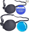 Cooling Eye Patches for Puffy Eyes, Pure Silk Ice Eye Patch, Single Eye Mask, Medical One Eye Cover Cold Hot Therapy Strabismus Lazy Eyes After Surgery Adult Kid Pirate Eyepatch (Big&Small Black)