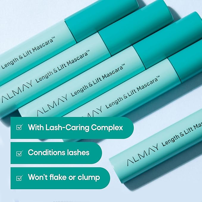 Almay Lengthening Mascara, Volume & Lift, Eye Makeup, Hypoallergenic and Fragrance Free (Packaging May Vary), 040 Waterproof Black, 0.24 fl oz