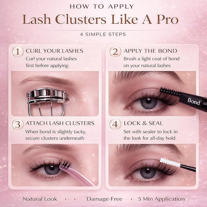 Manga Lash Clusters, 640 Pcs Eyelash Clusters Individual Lash Extension Kit D Curl Fluffy Wispy False Eyelashes Extensions Thin Band (80D+100D)