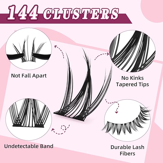 Uilulu Lash Cluster 10-18mm Wispy Lash Clusters DIY Eyelash Extensions Individual Cluster Lashes (U12 Lashes Only, C Curl, 10-18 MIX)