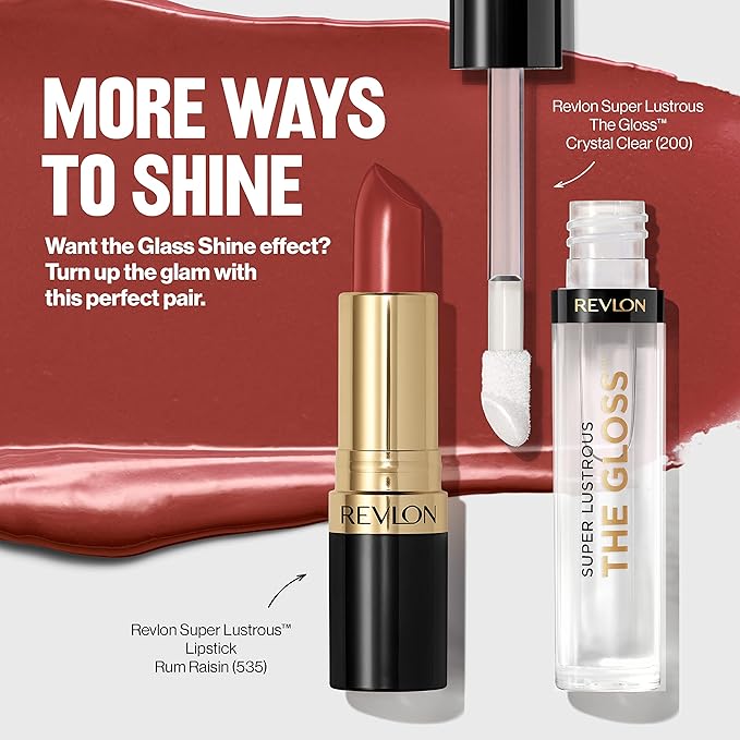 Revlon Super Lustrous Lip Gloss, Non-Sticky, Hydrating, High Shine Finish, 200 Crystal Clear, 0.13 oz