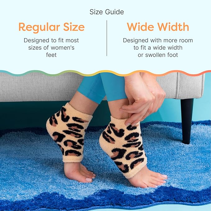 ZenToes Moisturizing Socks for Cracked Heel Treatment, Vitamin E, Olive Oil and Jojoba Oil Infused Heel Socks, Spa Gifts for Women, Mothers Day Gifts (Cheetah, Regular)