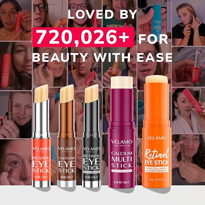 VELAMO ADVANCED Retinol Face Stick – Reduces Fine Lines, Wrinkles & Uneven Texture in 4–8 Weeks – For Mature Skin, Women & Men – 0.28 OZ/8g