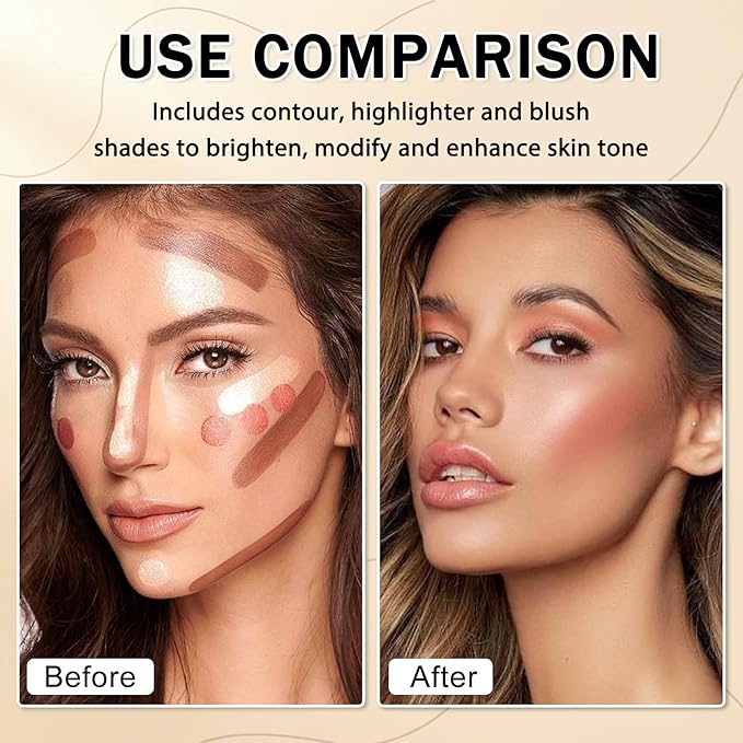 IONSGAKO 6 Colors Cream Contour Stick Makeup Kit, Double-ended Cream Highlighter Stick Bronzer and Blush Stick for Sculpt the Cheeks, Matte & Dewy Finish, Face Contour Kit for Beginners, Set B