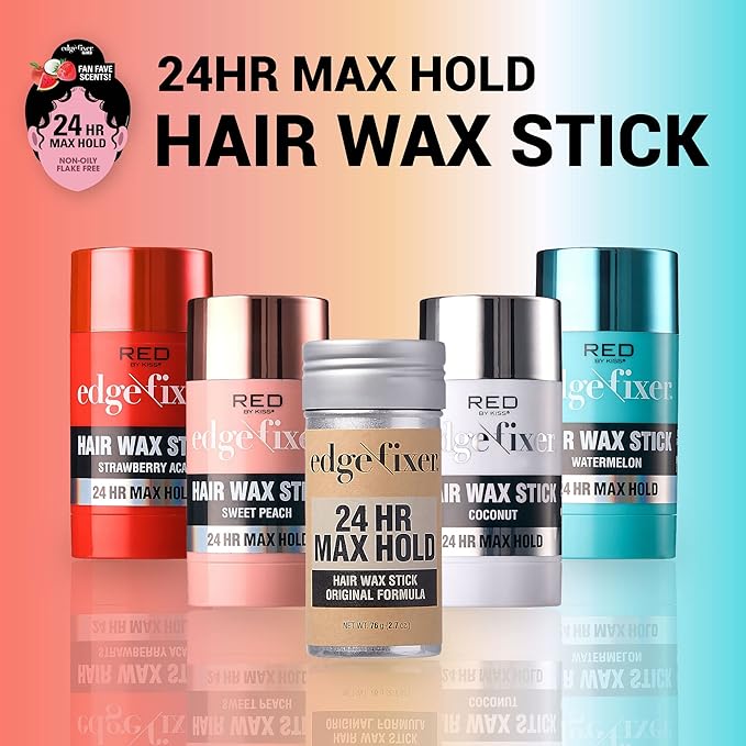 Red by Kiss Hair Wax Stick 24HR Max Hold Edge Fixer Edge Control Pomade Non-Sticky, Non-Oily Flake Free Hair Styling Wax (Watermelon)