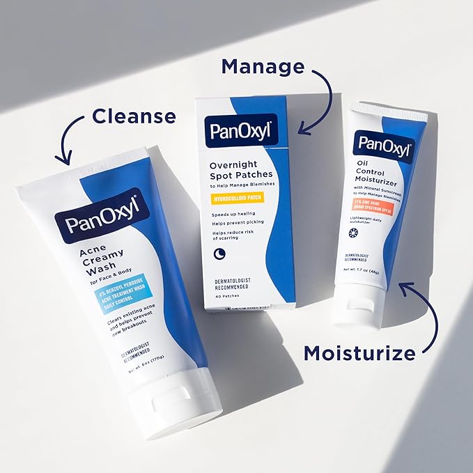 PanOxyl Antimicrobial Acne Creamy Wash, 4% Benzoyl Peroxide, 6 Ounce