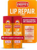 O'Keeffe's Lip Repair Lip Balm with Cherry & Vitamin E Oil - Stick (Twin Pack) - Moisturizer for Extremely Cracked, Dry Lips
