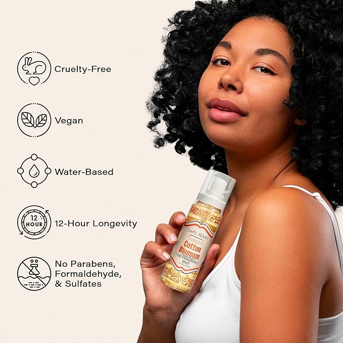 Tom's River Fine Fragrance Body & Hair Mist | Cotton Blossom Scented (Pack of 3) | For Daily Use | Travel-Friendly | 2 fl oz/ 60ml per Bottle (Pack of 3, Cotton Blossom)