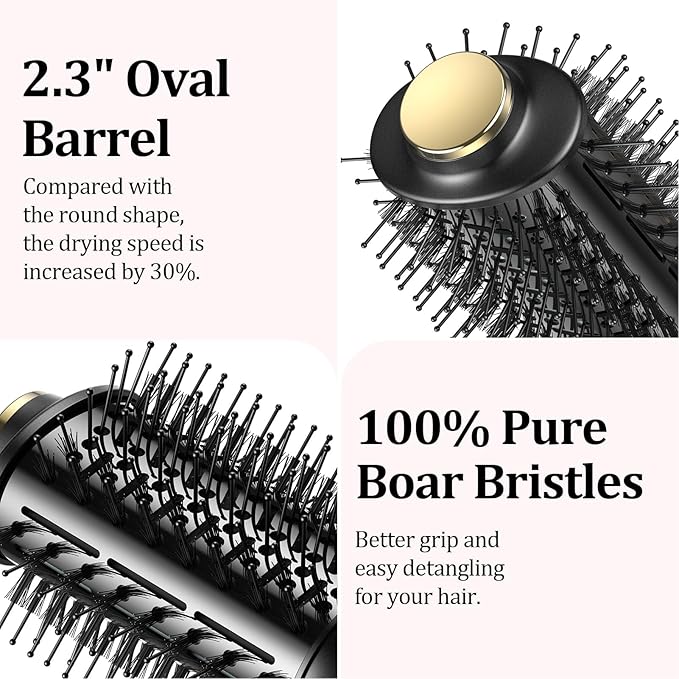 Dual Voltage(100~250V) Mini Hair Dryer Brush with European Plug Adapter for International Travel, Europe Travel Essentials for Women