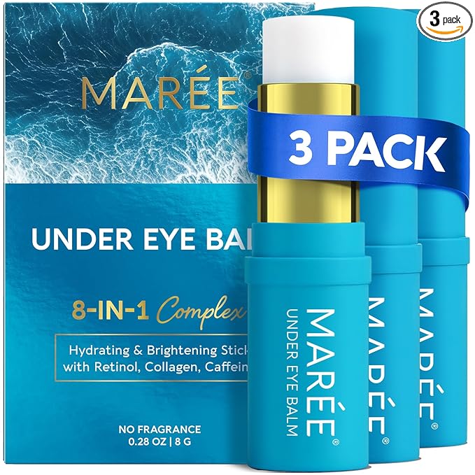 MAREE Under Eye Balm Stick Hydrating 3 PACK – Retinol Caffeine Under Eye Brightener Stick for Older Women – Collagen Undereye Cream for Dark Circles & Wrinkles – Skin Care Treatment Moisturizer