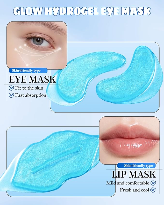 Lip and Eye Mask Kit,12 Pcs Crystal Collagen Under Eye Patches for Dark Circle Puffiness Dry Lines,Hydrating Moisturizing Skincare Lip Mask Eye Pads,Mother’s Day Skin Care Product for Women Mom-Set D