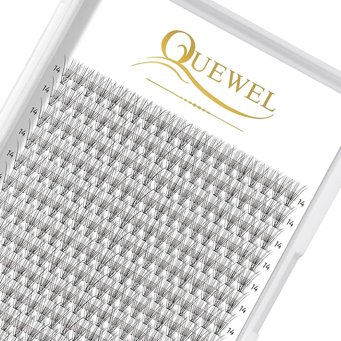 QUEWEL Cluster Lashes 240Pcs Individual Lashes 10D 0.10C Curl 14mm Knot-Free Lash Extensions Clusters Lash Soft&Natural False Eyelashes Individual DIY Eyelash Extension at Home(10D 0.10C 14)