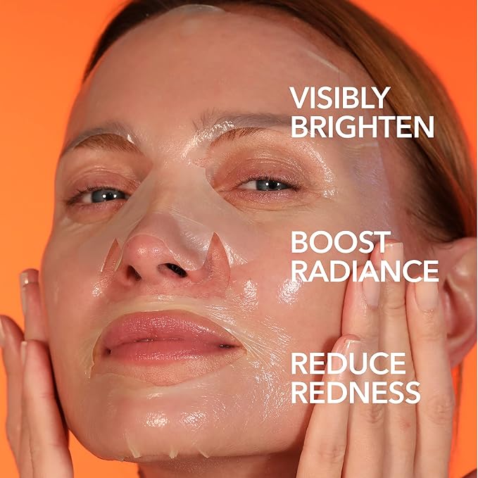 Dr Dennis Gross Vitamin C Lactic Biocellulose Brightening Treatment Mask, Revive Dry, Visibly Damaged Skin, 4 Pack