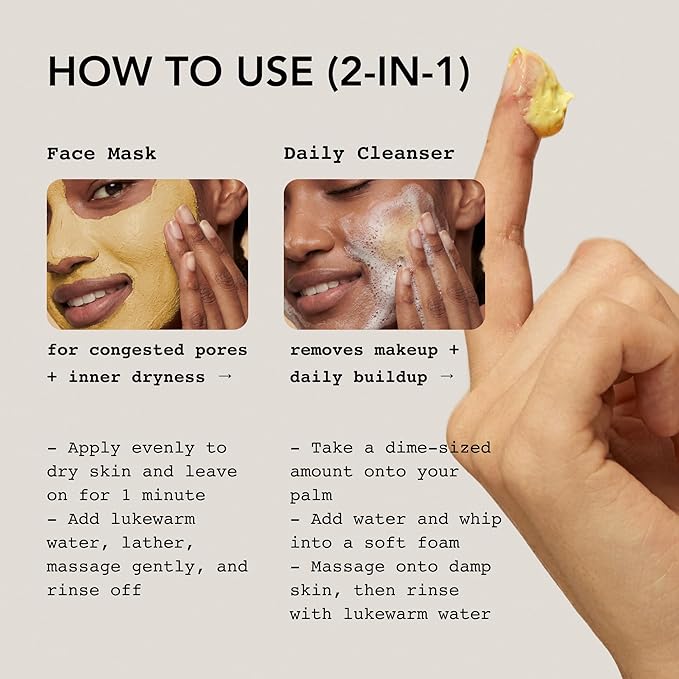 Whipped Korean Skincare Face Wash, Radiance Boosting Care, Vegan Facial Cleanser for Dry, Uneven Skin, Niacinamide, Hyaluronic Acid, Vitamin C, Yuzu & Grapefruit, Doubles as a Face Mask, 4.5 oz