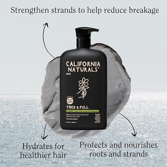 California Naturals Re:GRO Anti-Thinning Conditioner, Biotin, Caffeine & Rosemary Oil, Hair Loss & Thinning Support for Men, Sulfate Free, 20 fl oz