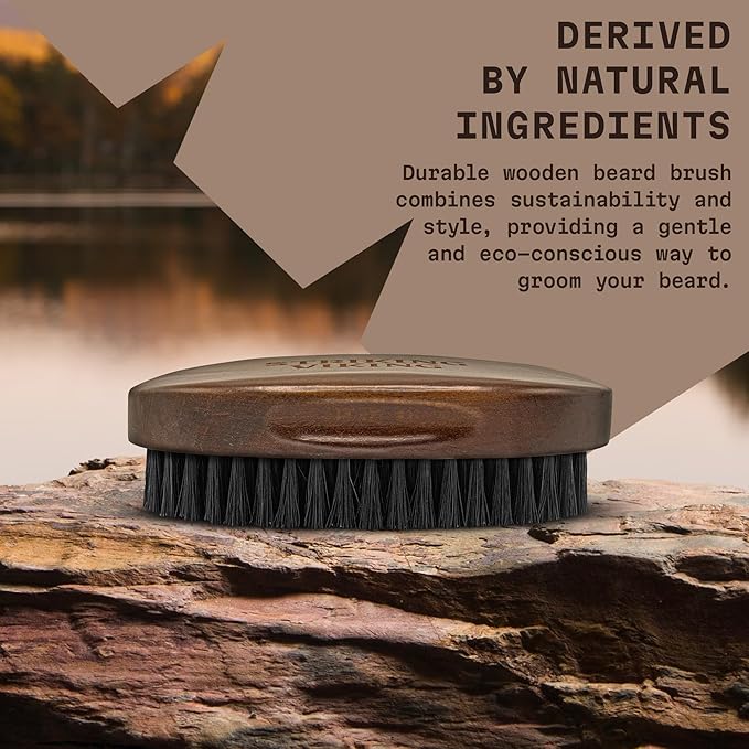 Striking Viking Beard Brush for Men - 4.3 in Beech Wood Handle, Brown - Boar Bristle Beard Brush & Grooming Brush - Travel Size Pocket Groomer