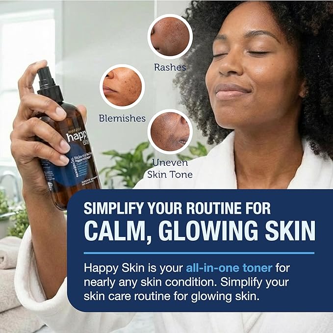 Happy Skin Hypochlorous Acid Spray for Face – Extra Strength, Gentle Hypochlorous Acid Spray Cleanser for Acne – Soothe, Hydrate & Repair Dry, Sensitive Skin – pH Balanced, Non-Toxic 4oz