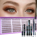 Wispy Lash Clusters Kit, Natural Lash Cluster Eyelash Extensions 320 Pcs C Curl 10-16mm Individual Fluffy False Eyelashes Thin Band DIY Kit for Beginners at Home with Bond Seal Remover Tweezers Brush
