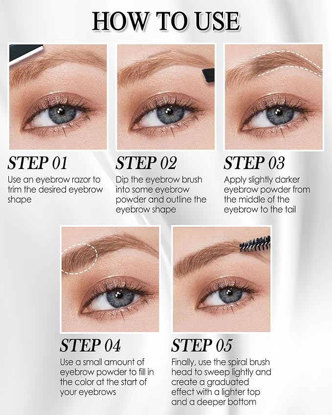 Eyebrow Powder Kit,3 Color Dark Medium Light Brown Eye Brow Powder Palette with Razor Brush, Long Lasting Waterproof Brow Filler Fill & Shapping Full Eyebrows,Mother's Day Makeup Gift Set for Women-01